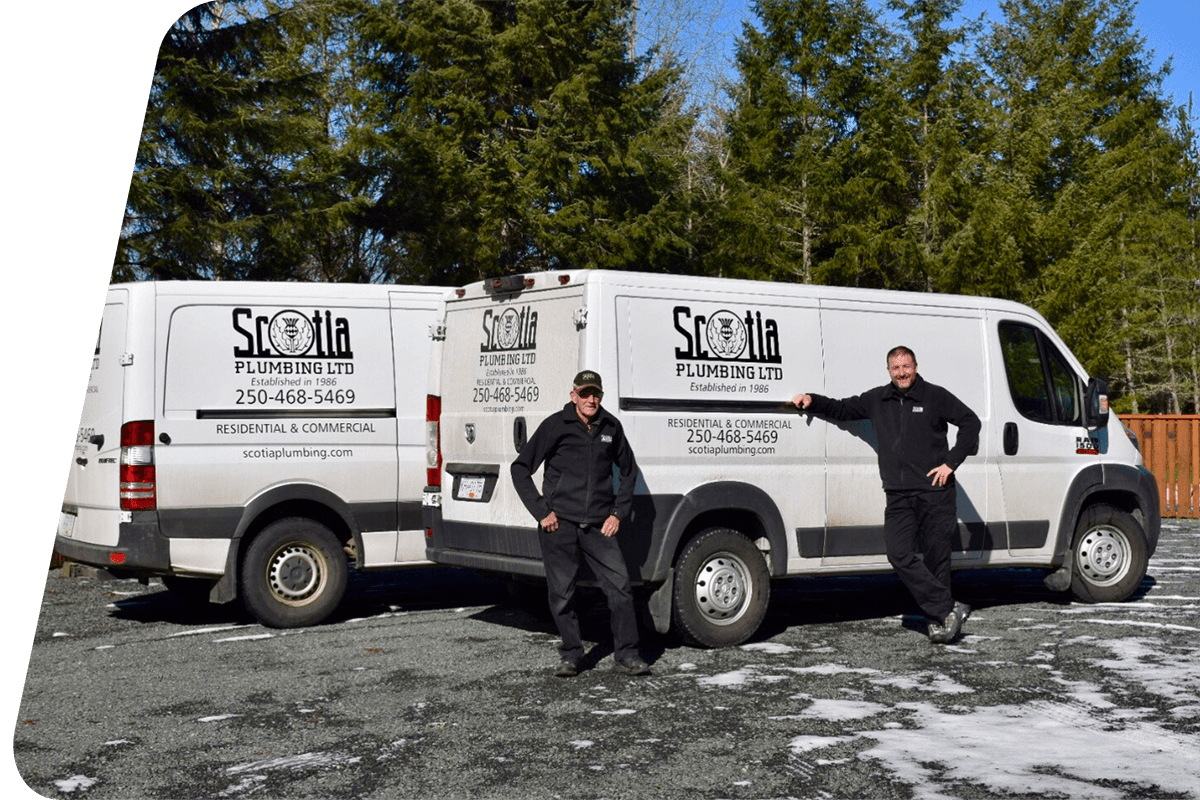 Scotia Plumbing Ltd team by their trucks