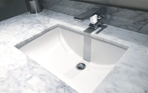 Photo of sink in bathroom Scotia Plumbing sink installation