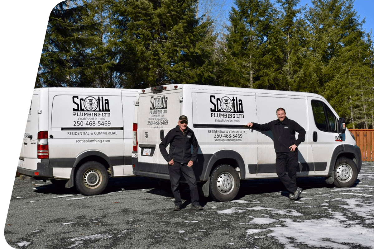 Scotia Plumbing Ltd team by their trucks